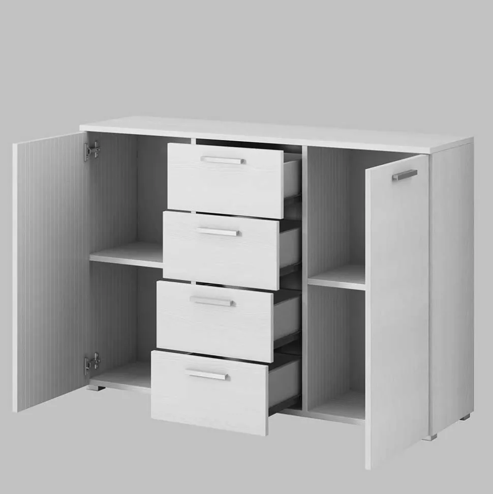 Kombi Kommode in Weiß Esche Dekor - Pruducia