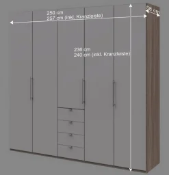 Kombi-Kleiderschrank 3 türig & 4 Schubladen - Vaclyn