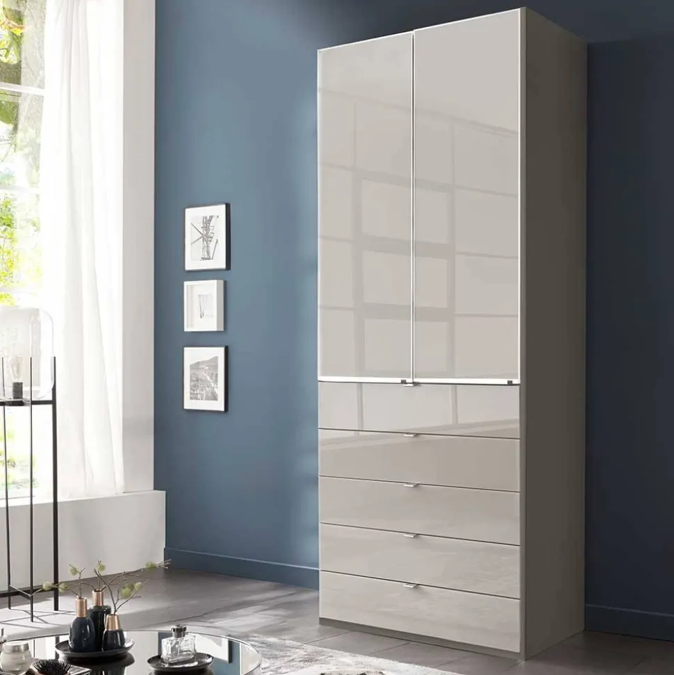 Kombi-Kleiderschrank in Hellgrau Glasfront - Korcula