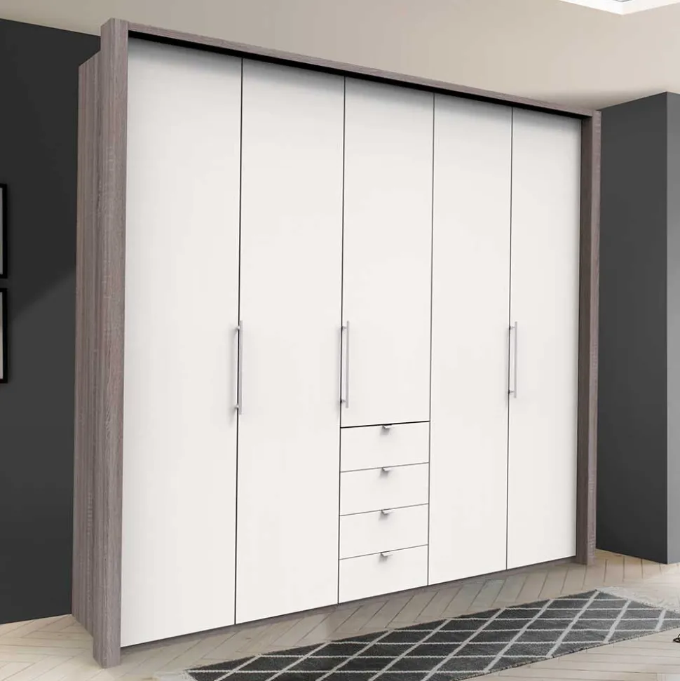 Kombi-Kleiderschrank mit 2 Falttüren & Tür - Tivierto