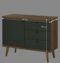 Kombi-Kommode in Graugrün und Wildeiche - Oliva