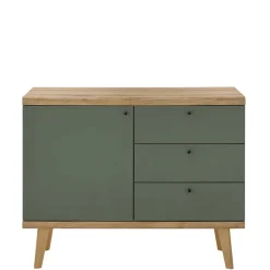Kombi-Kommode in Graugrün und Wildeiche - Oliva