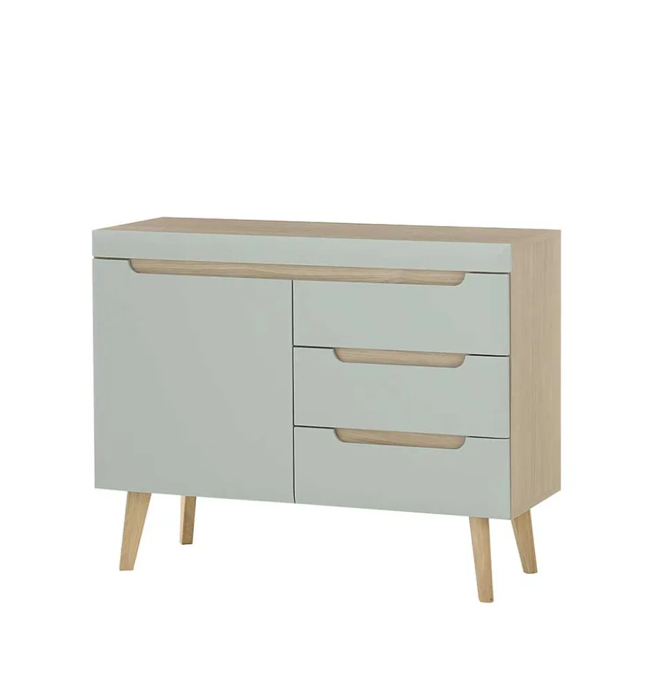 Kombi-Kommode in Mintgrün mit Eiche - Armina