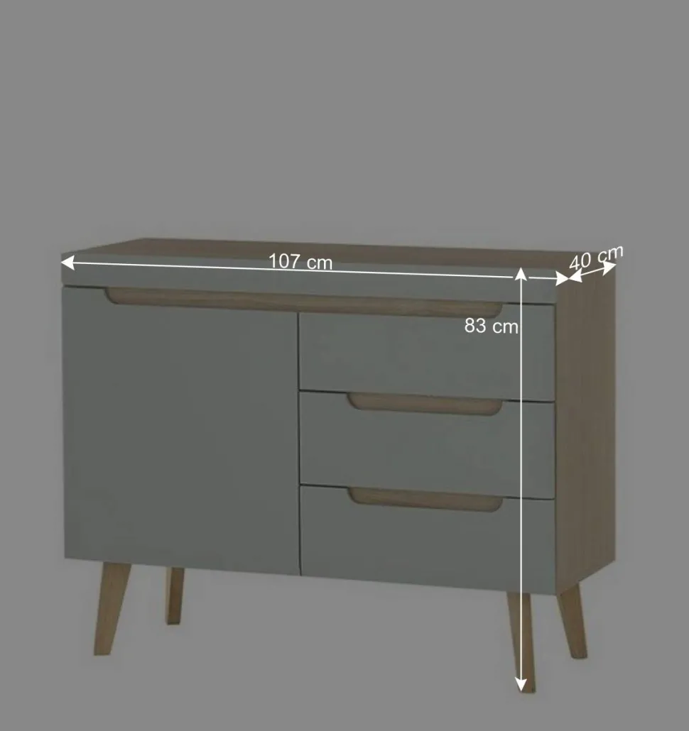 Kombi-Kommode in Mintgrün mit Eiche - Armina