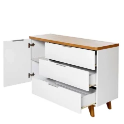 Kombi-Kommode in Weiß und Kerneiche - Xuana