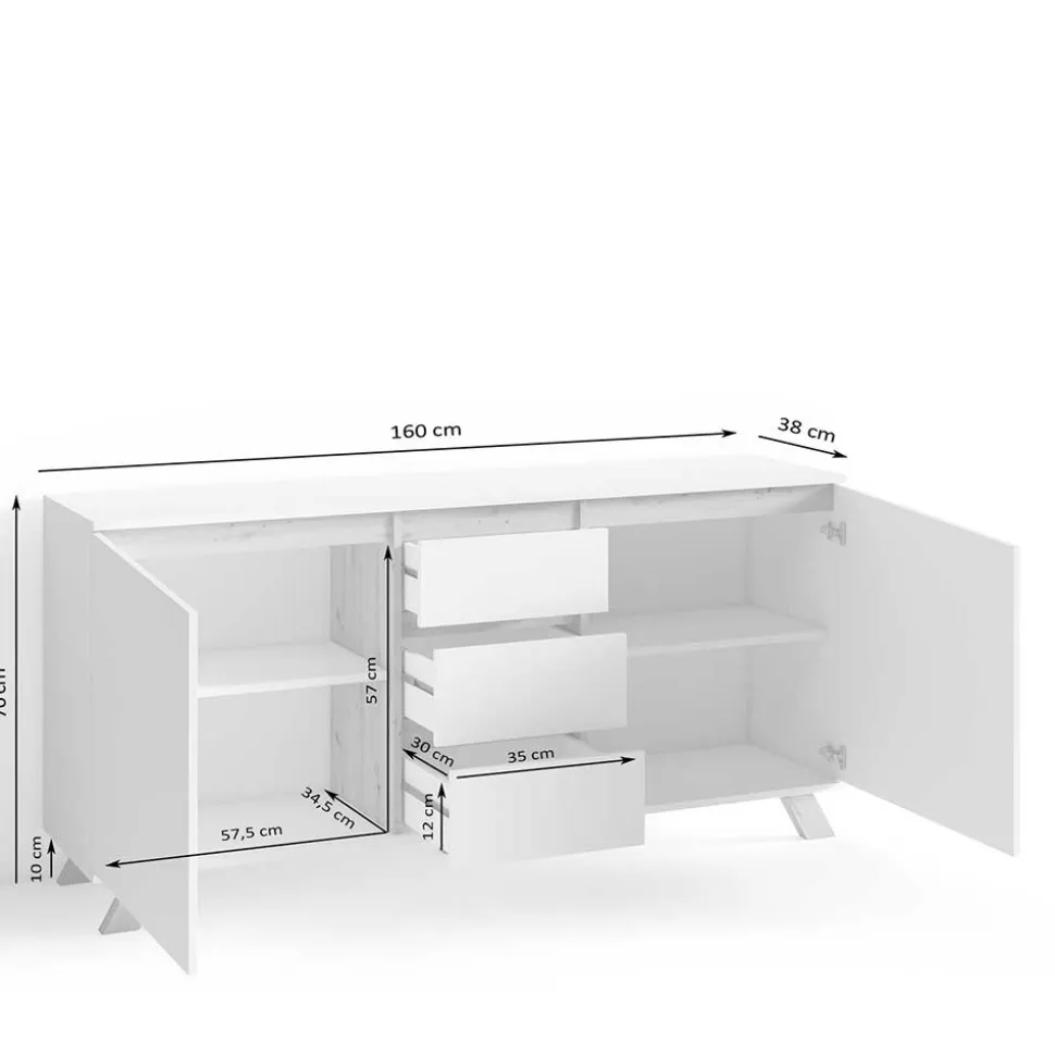 Kombi-Kommode in Weiß und Wildeiche - Cady