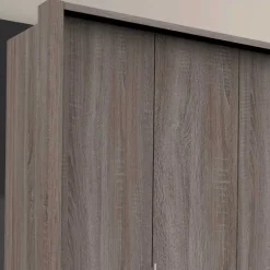 Kombi-Schlafzimmerschrank in dunklem Eiche Dekor - Crenba