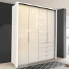 Kombi-Schlafzimmerschrank in Creme Glas - Zidarie