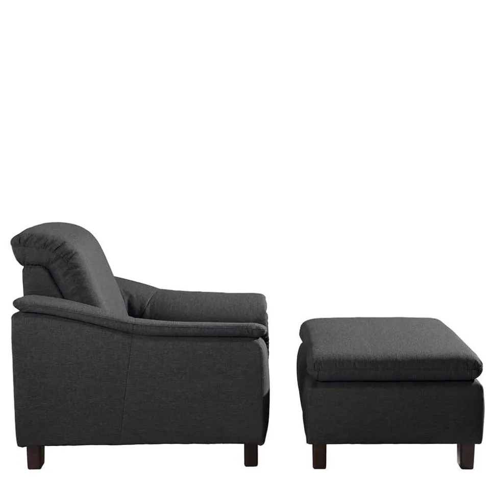 Komfortsessel in Dunkelgrau und Nussbaum - Pelago