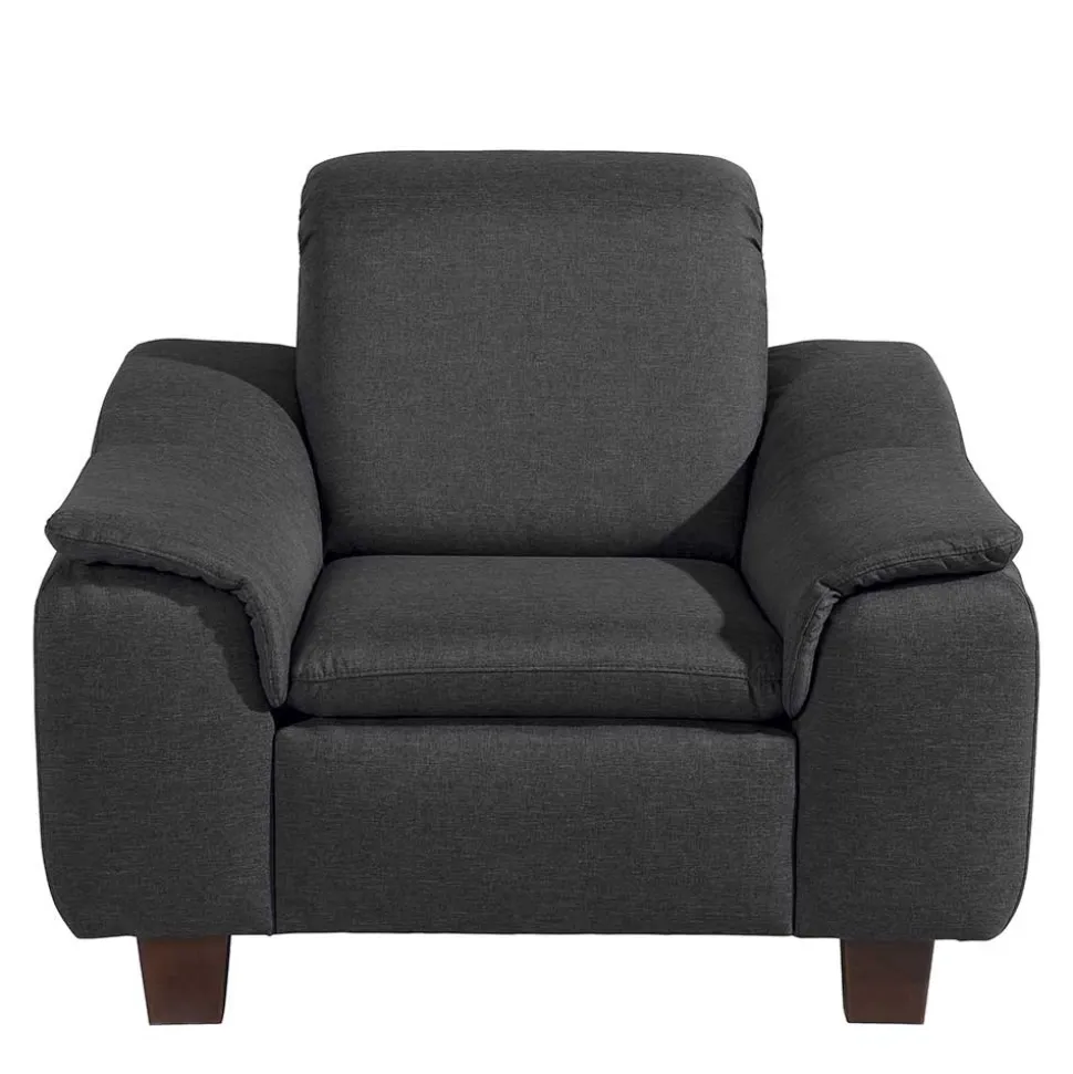 Komfortsessel in Dunkelgrau und Nussbaum - Pelago