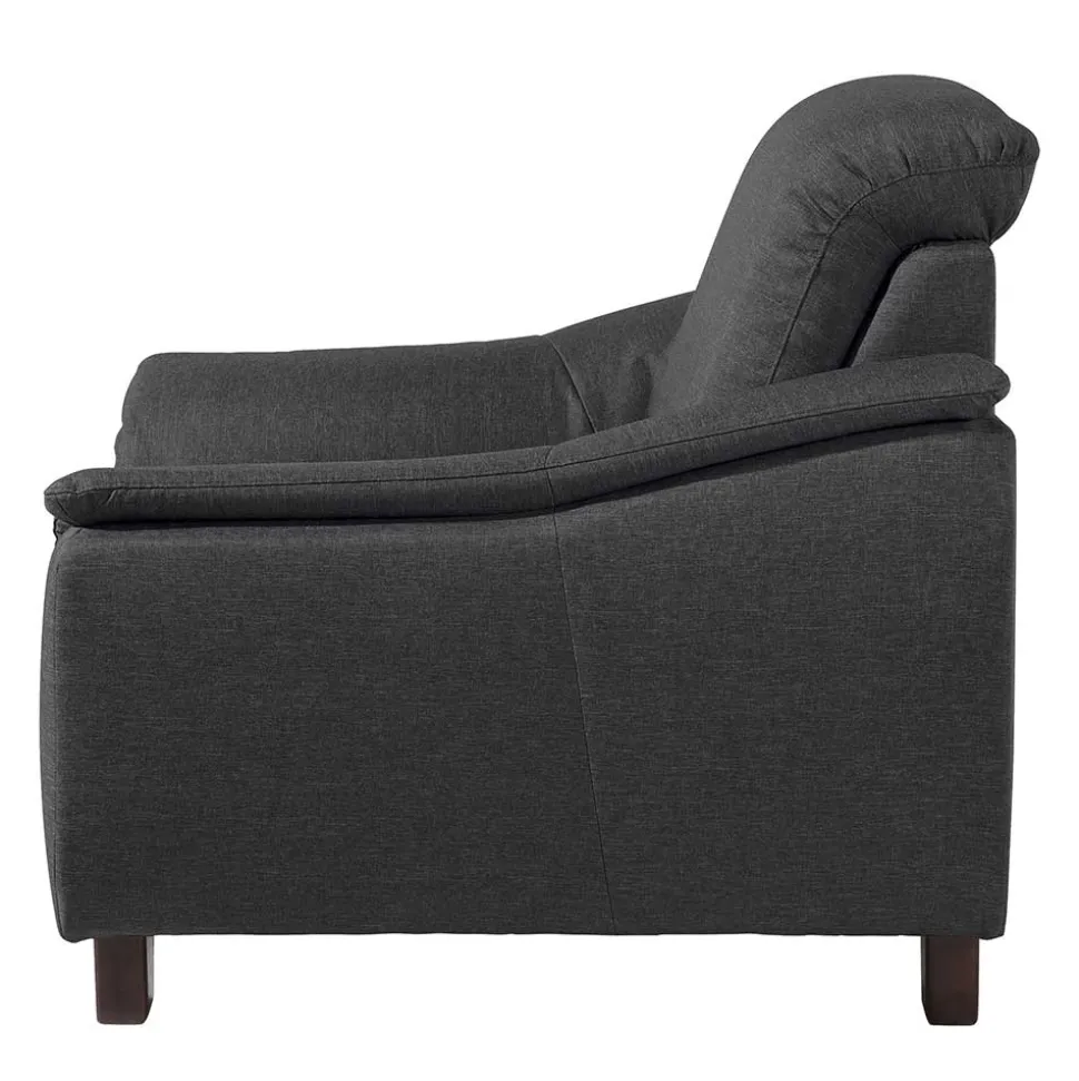 Komfortsessel in Dunkelgrau und Nussbaum - Pelago