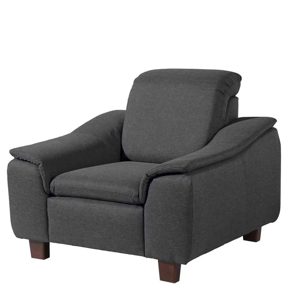 Komfortsessel in Dunkelgrau und Nussbaum - Pelago