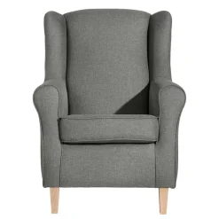 Komfortsessel in Hellgrau mit Buche - Nurcias