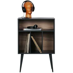 Kommode - Plattenregal in Schwarz - Daan