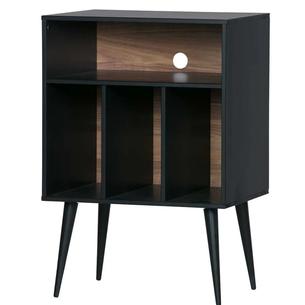 Kommode - Plattenregal in Schwarz - Daan