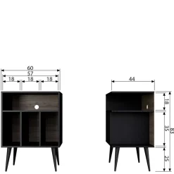 Kommode - Plattenregal in Schwarz - Daan