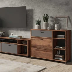 Kommode in Altholz Optik & Anthrazit - Bosco