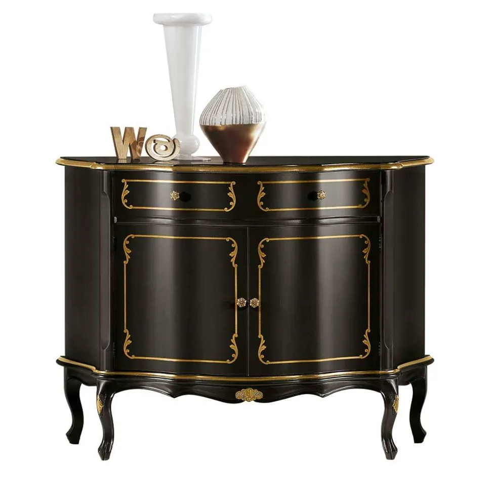 Kommode in Dunkelbraun und Gold - Julya