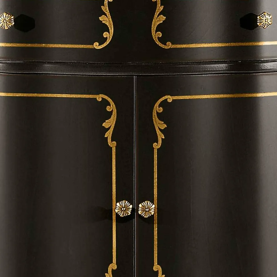Kommode in Dunkelbraun und Gold - Julya