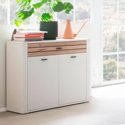 Kommode in Lichtgrau mit Wildeiche - Ballina