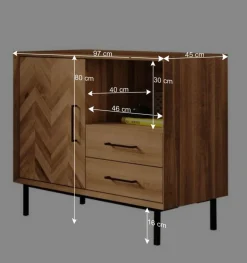 Kommode mit Fach & Tür & zwei Schubladen - Kerfa