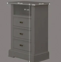 Kommode mit Fach und Schubladen in Antikweiß - Annot