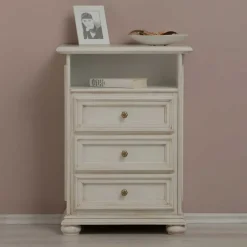 Kommode mit Fach und Schubladen in Antikweiß - Vicina