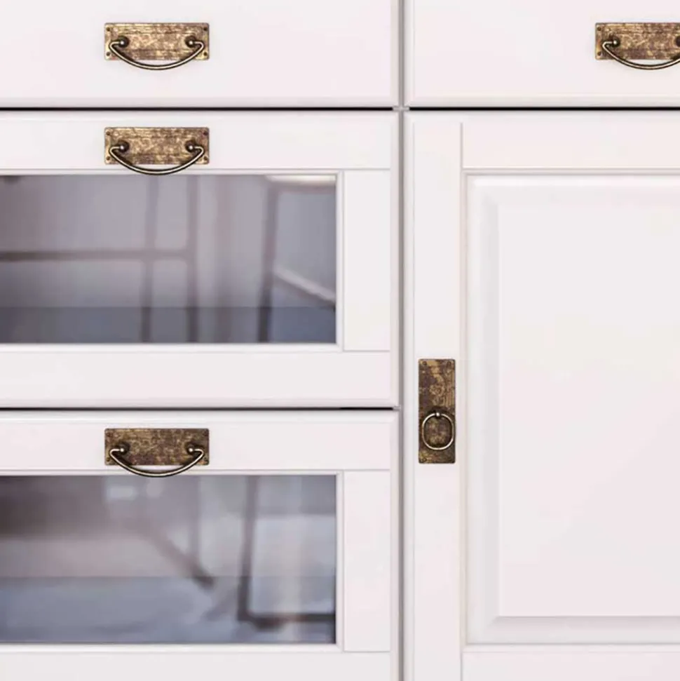 Kommode mit Glas in Weiß & Honig - Brasivon