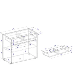 Kommode mit Schublade und zwei Türen - Nonessia