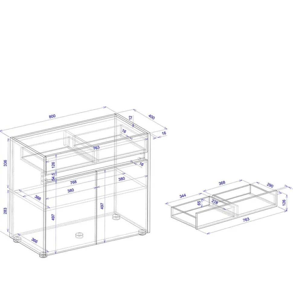 Kommode mit Schublade und zwei Türen - Nonessia