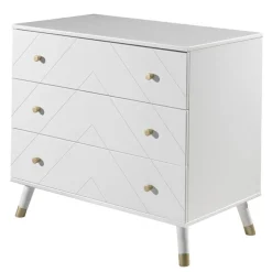 Kommode mit Wickelaufsatz in Weiß mit Gold - Zimventa