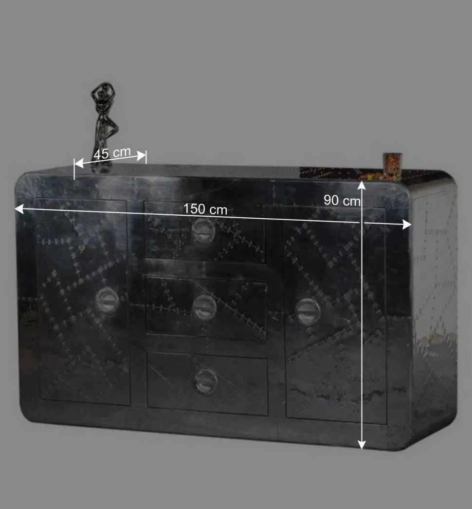 Kommode Pilot in Alufarben