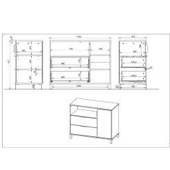 Kommode Wickelkommode in Hellgrau - Afilon