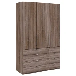 Kompakt Kleiderschrank in Holzoptik Eiche dunkel - Crenba