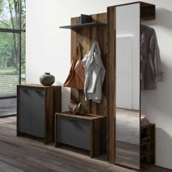 Kompakte Garderobe in Altholz Optik - Ponzet