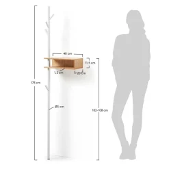 Kompakte Garderobe Rhoen mit 4 Haken und Ablage