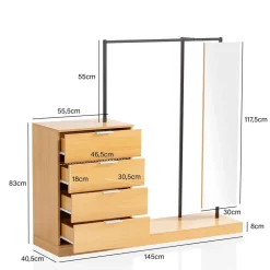 Kompakte Standgarderobe mit Spiegel - Jannick