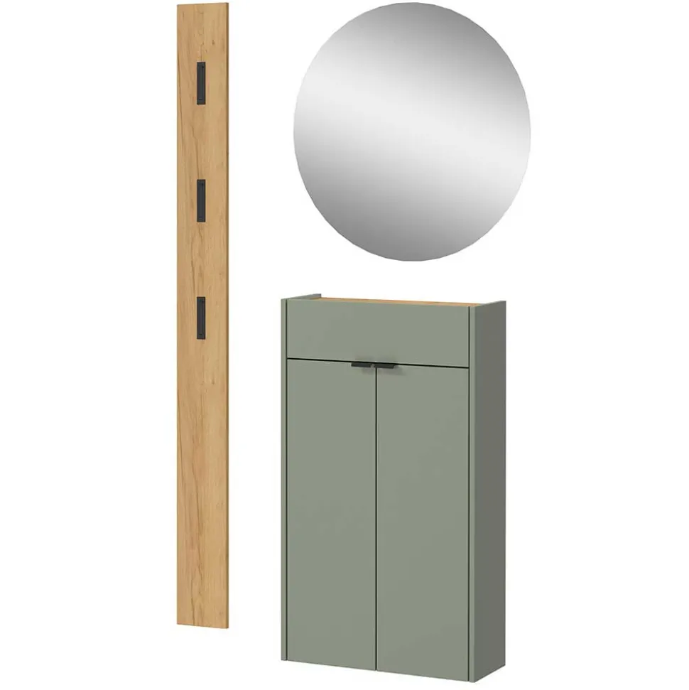 Kompaktes Dielenmöbel Set in Graugrün - Point (dreiteilig)