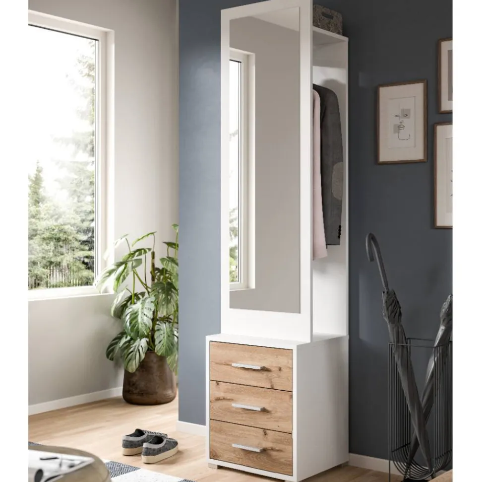 Kompaktgarderobe in Weiß mit Asteiche - Wakes