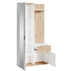 Kompaktgarderobe in Weiß und Wildeiche Optik - Yumagno