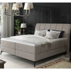 Komplettbett in Beige Chenillebezug - Tamba