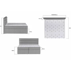 Komplettbett in Hellrosa Stoffbezug - Felictia