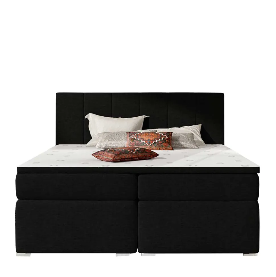 Komplettbett in Schwarzbraun Stoffbezug - Carbonaro