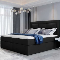 Komplettbett in Schwarzbraun Stoffbezug - Aundre