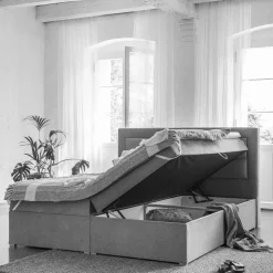 Komplettbett in Schwarzbraun Stoffbezug - Aundre