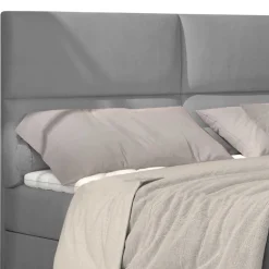 Komplettbett mit Samtbezug in Hellgrau - Yusephia