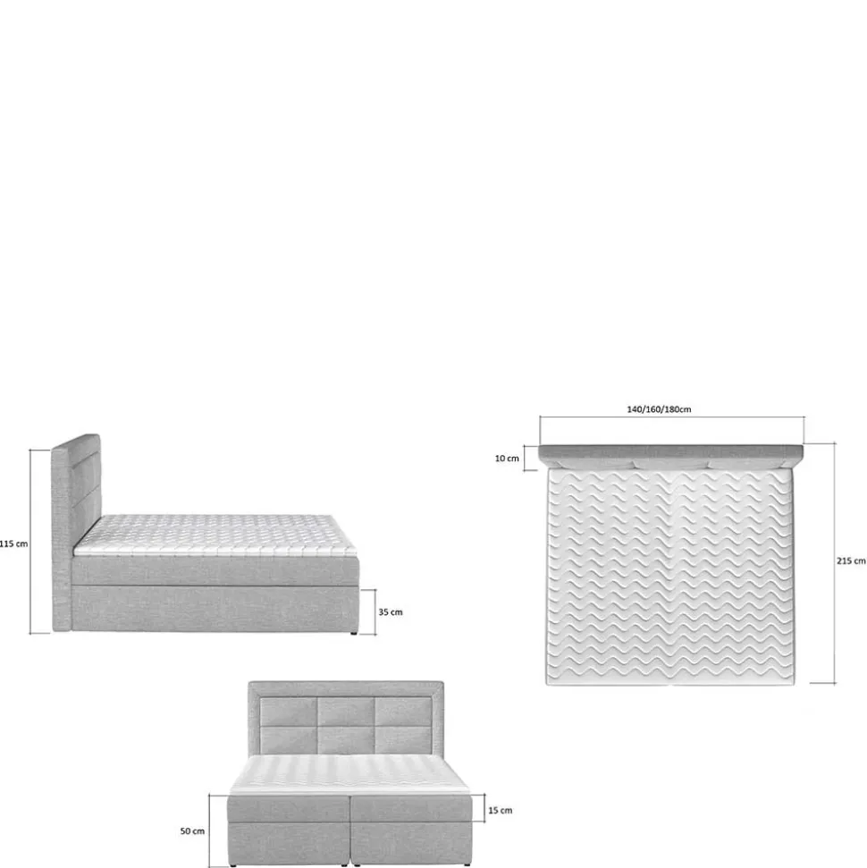 Komplettbett mit Samtbezug in Senfgelb - Sestron
