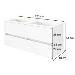 Kompletter Waschtisch doppelt mit Schubladen - Endely