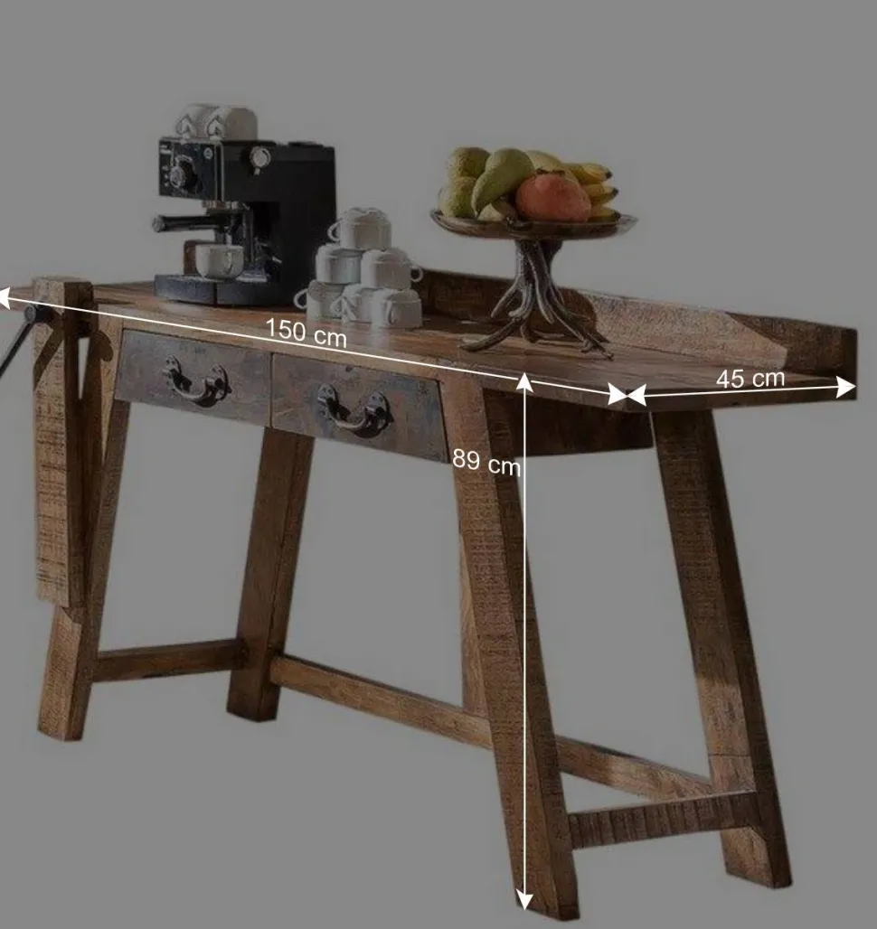 Konsolentisch aus Massivholz sandgestrahlt - Bahiro