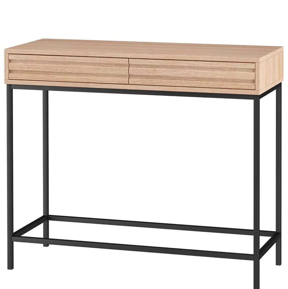 Konsolentisch in Eiche Optik und Schwarz - Lunira